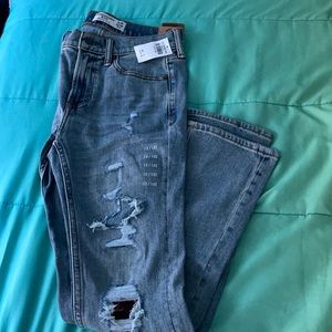 Brand new ! soft wash with red Plaid ripped skinny jeans